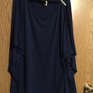 Dana Buchman 0X Navy Cold Shoulder Blouse